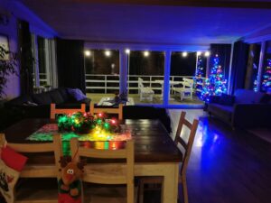 salon, wystrój zimowy